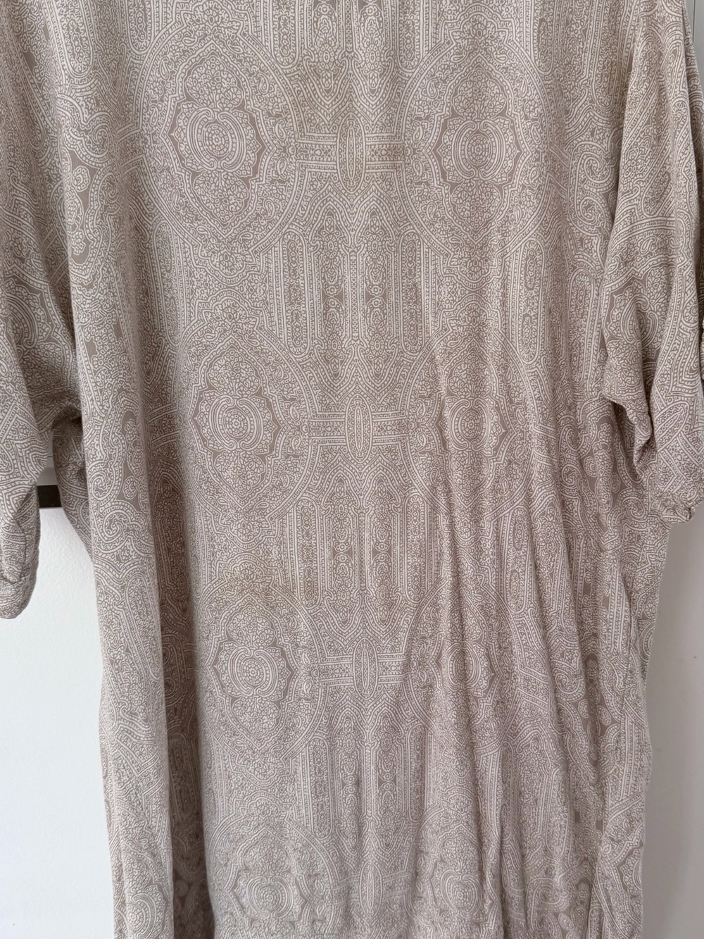 H&M Beige Paisley-Print Short Sleeve Shirt